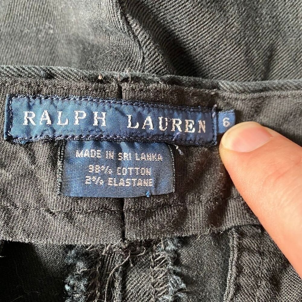 Ralph Lauren Womens Cotton Blend Pants sz 6 Black Bootcut Preppy Business Casual